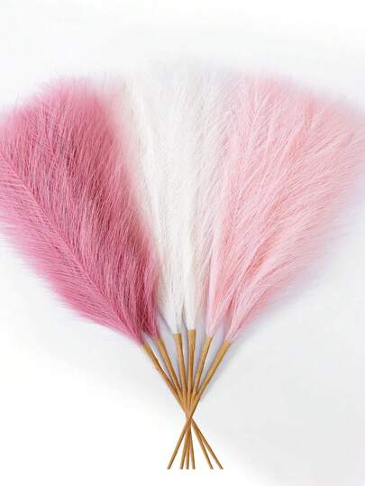 Set de 9 piezas/18 piezas de Hierba de las Pampas Artificial, decoración del Día de San Valentín, Tallos Artificiales Esponjosos y Velludos de Juncos Artificiales de 55cm/21.65in en color rosa, blanco y beige, para decoración bohemia, Halloween, Navidad, relleno de jarrones, hogar, granja, boda. (Rosa, Blanco, Beige) Regalos para Cumpleaños, Graduación, Otoño