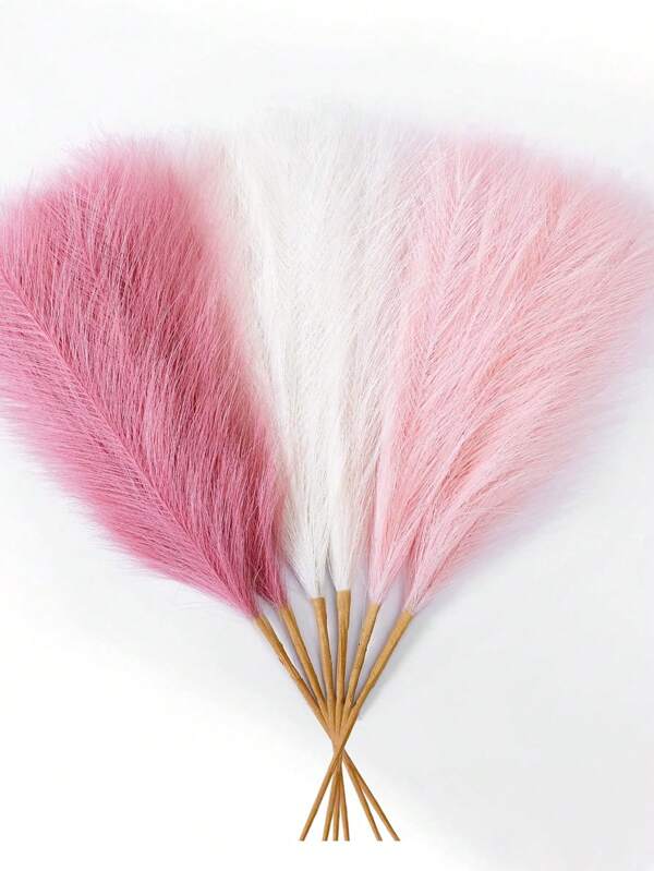 9pcs/18pcs Artificial Pampas Grass, Valentine's Day Decoration, 55cm/21.65in Pink, White, Beige Artificial Reeds, Fluffy Artificial Fake Boho Decor For Halloween, Christmas, Pink Artificial Furry Pampas Grass Stems For Vase Filler, Farmhouse, Home, Wedding Decoration (Pink, White, Beige) Gifts Birthday Graduation,Fall Decor,Autumn