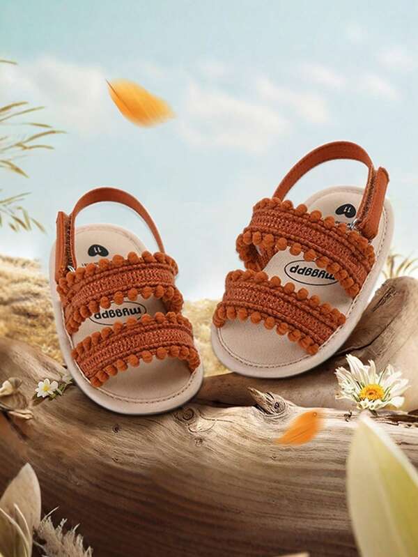Sandálias na Moda para Primavera e Verão para Meninas e Bebês, Leves, Respiráveis, Macias e Confortáveis, Sapatos Minimalistas Japoneses Marrons para Bebês, com para Fácil Colocação e Remoção
