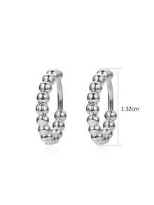 1 Pair S925 Sterling Silver Bead Hoop Earrings, Perfect For Daily Wear And Party, Great Gift Option, High-End Elegant Style, Suitable For Women, Proposal, Party, Travel - Beads - View 4
