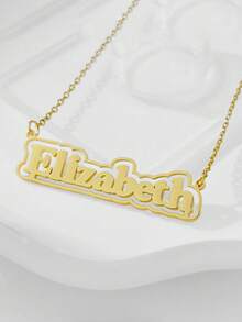 1PC Exquisite Fashion Personalized Customized Letter Stainless Steel Gold-Plated Necklace For Men Women Classic Hollow Jewelry Accessories Birthday Mother's Day Gift - Multicolor - View 3