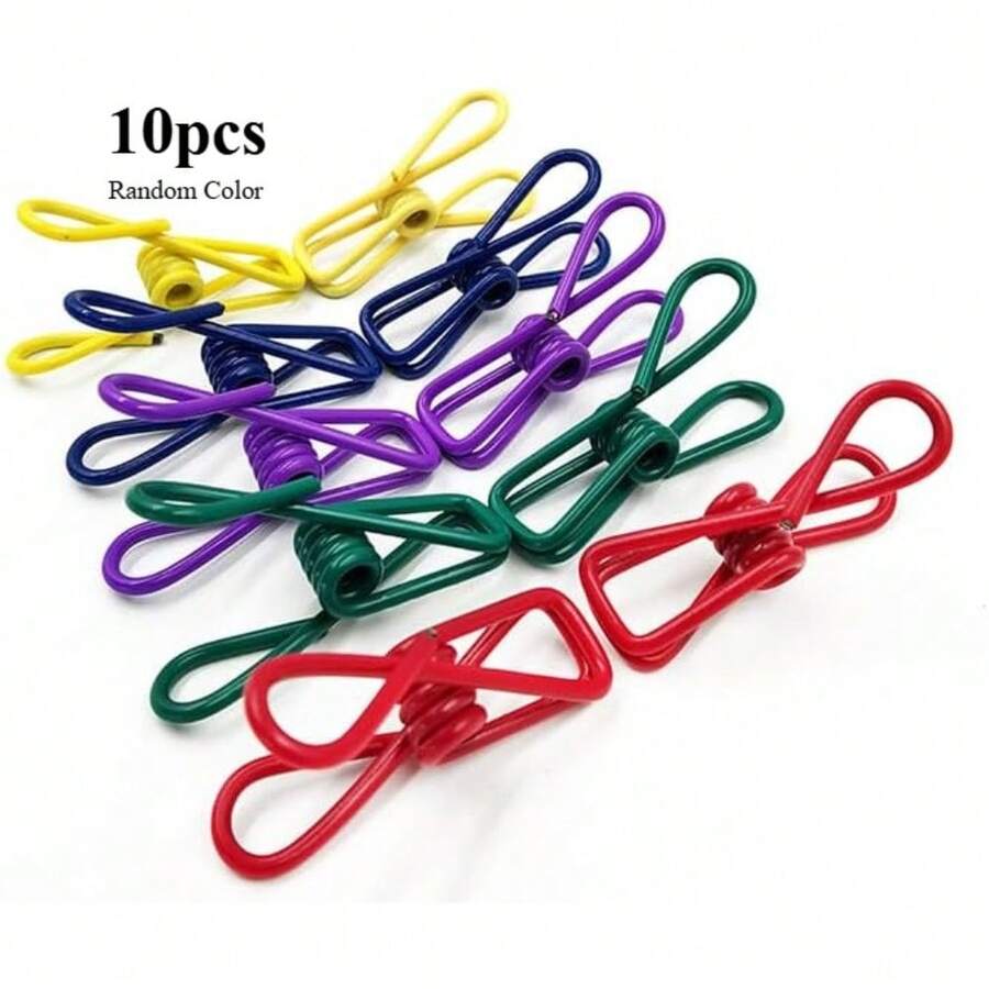 10 Pieces Of Windproof Multi-Purpose Metal Clips - Anti Slip, Strong Grip, Diverse Colors, Food Bag Sealing Clip, Drying Rack