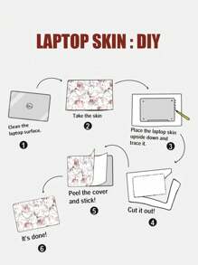 1PC Fresh And Simple Flowers Laptop Skin, Made Of High Quality Waterproof And Anti-Scratch Pvc Material, Suitable For Office Desk Tops, Student Desks And Travel Use, Adds Personalized Decor And Protects The Surface Of Your Laptop, Peel And Stick;Can Be Used For  Case