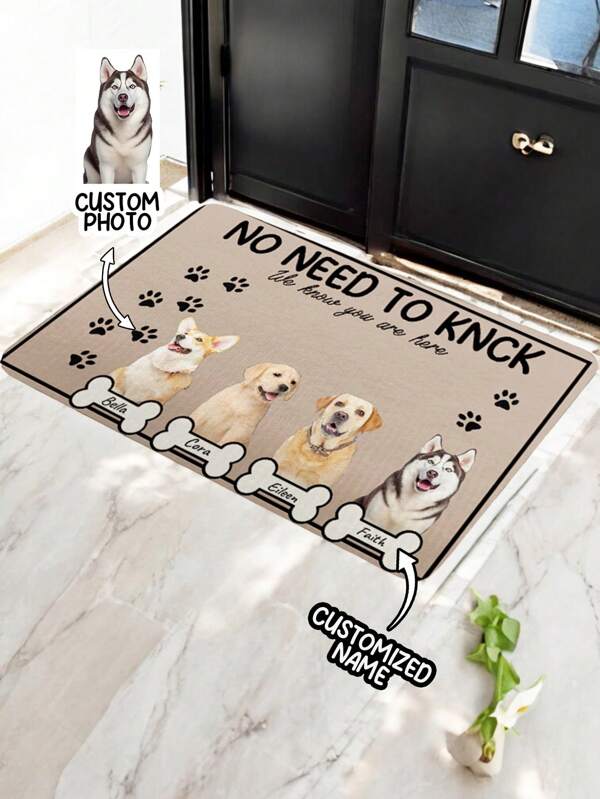 Alfombras personalizadas con nombre de mascota, foto de mascota, divertidos felpudos con diseño de huella de pata para decoración del hogar, regalo para amantes de los perros, sin necesidad de tocar, diseño de huella de pata, accesorios de baño, tema lindo de perro, tapetes de bienvenida estacionales para la puerta principal, dormitorio, sala de estar, baño, decoración de otoño, de vuelta a la escuela