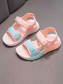 一双全新夏季婴儿鞋，带露趾钩环，运动软底，防滑，休闲沙滩凉鞋 - 粉色 - 查看 7