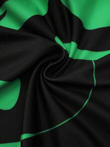 Plus Size Women Geometric Print Drawstring Casual Long Pants - Green - View 4