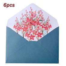6pcs Elegant Floral Pattern Envelopes, Floral Design Suitable For Love Letters, Wedding Invitations, Invitation Cards, Love Letter Envelopes Back To School - Multicolor - View 15