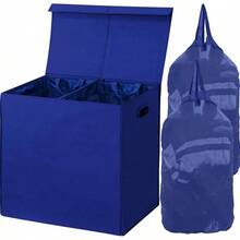 SimpleHouseware Double Laundry Hamper With Lid And Removable Laundry Bags, Black