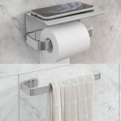 Kit p/ banheiro POLIDO porta papel higiênico porta celular e porta tolha de rosto