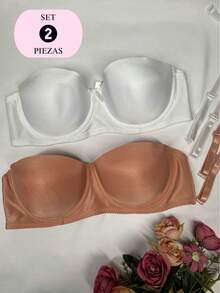 Set de 2 Bras Strapless para Mujer Joven entre 18 y 34 Años | Sujetadores de Media Copa con Tirantes Removibles | Sujetadores Tipo Bandeau Versátiles, Modernos y Funcionales | Ideal para Usar con Ropa Escotada, Hombros Descubiertos o Prendas sin Tirantes | Colores Básicos Blanco y Beige que Combinan con Todo | Diseño Cómodo y Seguro que No se Baja ni se Enrolla | Bra Sin Aros, Suave al Contacto con la Piel, Liviano y de Gran Sujeción | Lencería para Mujer Juvenil, Práctica para el Día a Día y para Ocasiones Especiales | Sujetador Straple con Banda Antideslizante para Mejor Soporte | Set Básico para Toda Temporada | Ropa Interior Femenina con Estilo Minimalista y Atemporal | Ideal para Outfits Casual, Formales, Elegantes o Urbanos | Sujetador Multifuncional con Tecnología Elástica de Alta Adaptabilidad | Bra Ideal para Looks Veraniegos o Conjuntos de Fiesta | Must-Have en el Cajón de Toda Chica Moderna | Unitalla con Gran Capacidad de Ajuste y Adaptabilidad - Multicolor - Ver 1