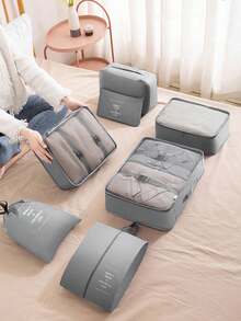 7PCS Travel Storage Bag Set - Luggage Organizers, Including Clothes Storage Bag, Underwear Bag, Shoe Bag, Drawstring Bag, Data Bag, Cosmetic Bag, Cosmetics Organizer Pouch - Multicolor - View 4