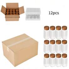 24 piezas de frascos cuadrados de madera de acacia de 40 oz para pimienta y especias, set de recipientes de vidrio para condimentos