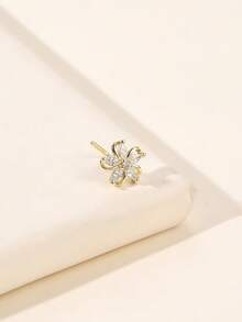 1pc L-Shaped Fashion Delicate Cute Golden Flower Nose Stud/Ring, Women's Daily Wear Nose Accessory - Gold - View 2