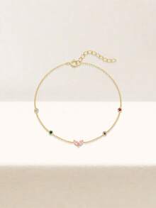 1Pc 925 Sterling Silver Hand Chain For Women Romantic Stackable Bracelet Perfect For Daily Wear Bridal Jewelry Fine Jewelry - Gold - View 3