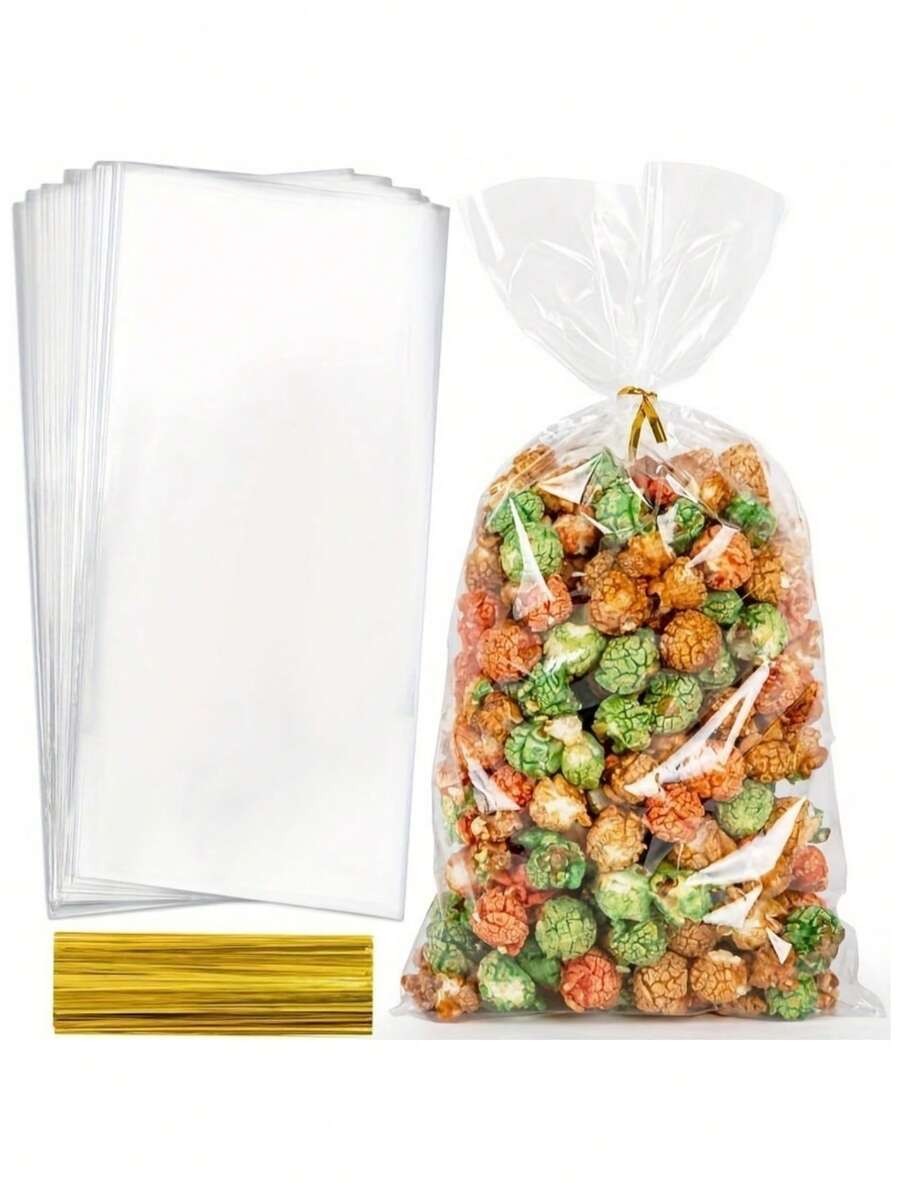 Túi đựng bỏng ngô OPP trong suốt 50/100. Túi nhựa, Túi quà tặng bằng nhựa dùng để nướng, Túi và dây buộc, Cần thêm dây buộc, Túi đựng đồ, Kẹo, Đồ ăn nhẹ, Trái cây, Đồ đựng nhà bếp, Đồ đựng gia dụng - Nhiều màu - Xem 1