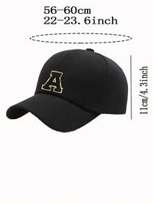 1pc A-Z Letter Kids Baseball Cap, Solid Color Boys Girls Baby Sun Hat, Adjustable Toddler Hip Hop Cap - Black - View 9