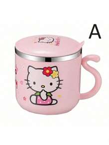 Sanrio 1PC Sanrio Cute Cartoon Hello Kitty 9.47-Ounce Insulated Stainless Steel Coffee Cup With Handle And Lid, Cute , Suitable For Office Or Outdoor Use As A Water Cup, Perfect Gift For Family And Friends,