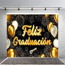 Happy Graduation We're Proud Of You Black And Gold Balloon Photography Background Fabric Gold Glitter Salute Fireworks Design For Graduation Prom Party Cake Table Decoration Banner Vinyl Flag Party Gift Home Decors Tapestry Room Decor Birthday Decorations Party Decorations - Multicolor - View 4