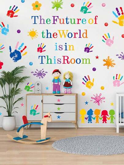 mama look 1pc/2pcs Oriental Style Cute Camping Tent, Campfire, Mountain, Car, Backpack, Cartoon Owl, Books, Blackboard, Medals, Globe, Bells, Pencils, Bows, Multicolor Handprints, Stars, Rainbows, Flowers, Planets, Constellations Wall Sticker Decals, Removable PVC Wall Art Decor For Bedroom, Living Room, Study, Dining Room