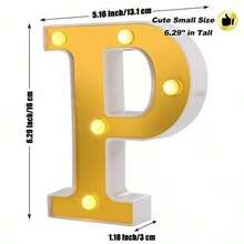 26 Letter LED Lights Luminous Number 0-9Lamp Wedding Birthday Christmas Decoration Decoration Night Light Party Bedroom 16CM Height (Without Battery) - Gold - View 8