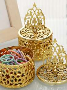 12pcs Mini Metal Candy Gift Boxes With Golden Lid, Intricate Filigree Design, For Wedding Favors, Party Perfect For Weddings, Parties, & Evening Receptions