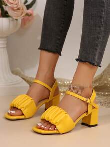 2025 Youth Prom High Heel Fashion Sandals, Comfortable Versatile 6cm Heels - Yellow - View 3