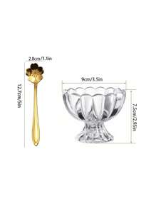 1pc/2pcs Ice Cream Tall Glass, Lotus Shaped Ice Cream Cup, Dessert Bowl, Milkshake Cup, Milk Tea Cup, Ice Cream Single Ball Cup, Reusable, Suitable For Summer Family Dessert Cup, Unique Gift For Family And Friends