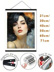 SURELIFE 1pc Black Frame Magnetic Hanger Wood Frames For Poster 21-71cm Long For Photos 30x40cm 40x50cm 40x60cm 50x70cm Canvas Painting Pictures Prints Maps Scrolls And Canvas Artwork Wall Art Decor