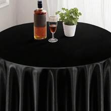 3pcs 57-Inch Round Satin Tablecloth, Black Round Table Cover Suitable For Wedding, Party, Banquet, Meeting, Celebration, Ceremony, Birthday Party Decoration