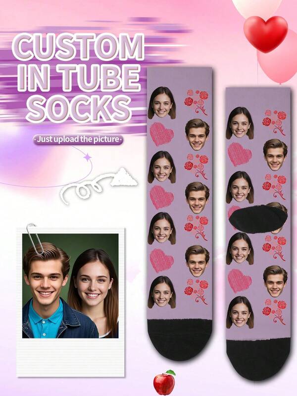 زوج واحد من جوارب مخصصة جديدة للزوجين، جوارب مخصصة للزوجين، هدية تخرج، جوارب مخصصة تصميم فني مضحك، جوارب رياضية مخصصة، هدايا عيد ميلاد مخصصة، هدايا عيد الحب، جوارب رجالية غير تقليدية