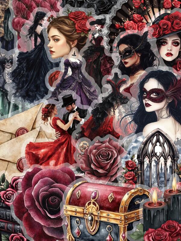 50 Unidades Pegatinas vintage medievales estéticas - Perfectas para teléfonos, portátiles, álbumes de recortes, equipaje, decoración de diarios de bala y útiles escolares, de vuelta a la escuela