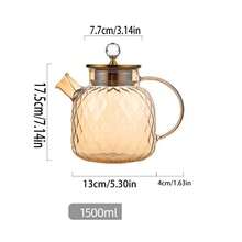 1pc Thick Glass Cold Water Pitcher, Large Capacity Juice Carafe, High Borosilicate Glass Amber Color Iced Tea Pot For Home Use - Gold - View 9