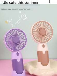 1 pieza Ventilador portátil y mini USB, color de macarrón, apariencia elegante, flujo de aire fuerte, bajo nivel de ruido, 5M de distancia de enfriamiento, adecuado para verano, campamento al aire libre, viaje, playa, oficina y escuela - Multicolor - Ver 11