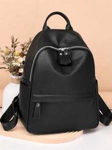 Fashionable Korean Style Versatile Backpack, Student Bookbag For Women - Black - View 4