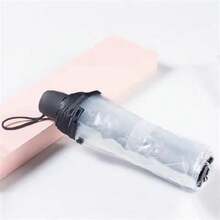 1pc Transparent Folding Umbrella, 8 Ribs, Waterproof & Windproof, Durable & Portable, Manual Open, 210T Nylon, Mature Style, Suitable For Men And Women Summer Cooling,Beach,Travel
