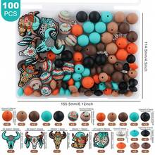 100pcs/Box Contains Various Silicone Focal Beads (Christmas Theme, Halloween Theme, Plant Theme, Cow, Dog, Etc.), 15mm Printed Silicone Beads, As Well As A Combination Of 15 Solid Color Silicone Beads And 12mm Lentil Beads. It Is Suitable For Jewelry DIY Handicrafts, Bracelets, Keychain Pendants, Bag Pendants, And Can Also Be Given As Gifts To People - Multicolor - View 27