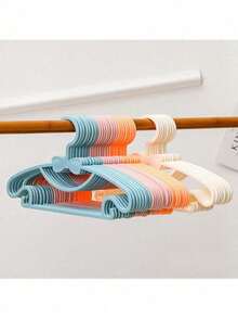 10pcs/20pcs/30pcs Plastic Children's Hangers, Baby Clothes Drying Rack, Cute Small Hangers For Kids Wardrobe Organization, Retractable Seamless Closet Storage Solutions, Home Space Saving Clothing Display Stand - Multicolor - View 11