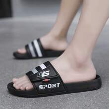 Plus Size Breathable Non-Slip Odor Resistant Thick Sole Flip Flops For Men, Summer - Black and Gray - View 3