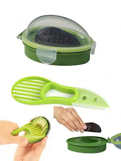 1pc Transparent Airtight Avocado Storage Container With 3-In-1 Tool Set - Ideal For Outdoor & Camping Use
