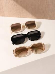 1/2/3 件女士亚克力矩形时尚太阳镜，适合日常外出和佩戴时尚遮阳优雅装扮家庭出游旅行度假，适合夏季海滩度假、户外、旅行