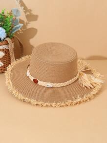 1 Stück modischer Sommerhut aus Stroh, Strand, Urlaubsvisier, Sonnenschutz