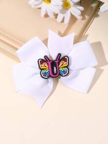 1pc Spring/Summer Pure White Bow Decorated 26 Letter Bow Hair Clip, Alligator Clip Hair Accessory For Girls, Suitable For Daily Decoration, Ribbon Bow Hair Clip - White - View 31