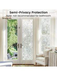 1m/3m Rainbow Tulip 3D Window Film, Privacy Window Film, Decorative Colored Glass Window Film, Anti-UV Glass Sticker, Suitable For Rental Homes, Balcony, Bedroom Translucent Windows, DIY Glass Film, No-Glue Glass Film