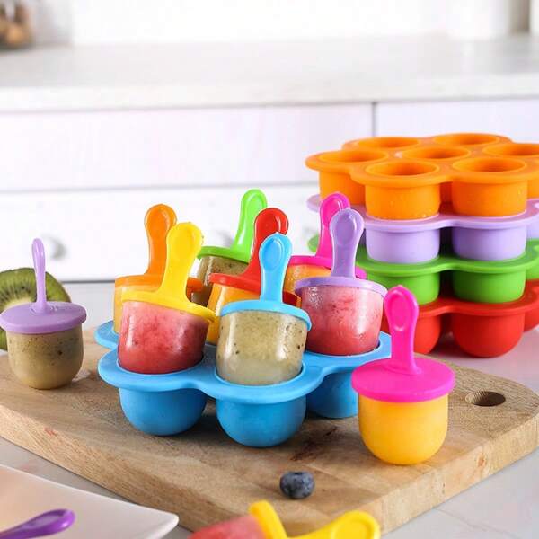 1 Set Ice Pop Mold With Colorful Plastic Sticks, Soothing For Teething Babies, Reusable Ice Pop Mold For Homemade Frozen Treats & Fruit Purees