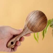 1 pieza/2 piezas Cucharones de arroz de madera de ciprés, espátula para arroz de mango corto estilo japonés, cucharas de cocina de madera, cuchara para servir arrocera, antiadherente para arroz