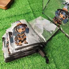 1pc Brown Puppy Printed Foldable PVC Umbrella, Suitable For Travel, Commuting, Windproof Waterproof, Photo Shooting, Art, Gift, Princess Style,Unisex,Multiple Colors Available Summer Cooling,Beach,Travel