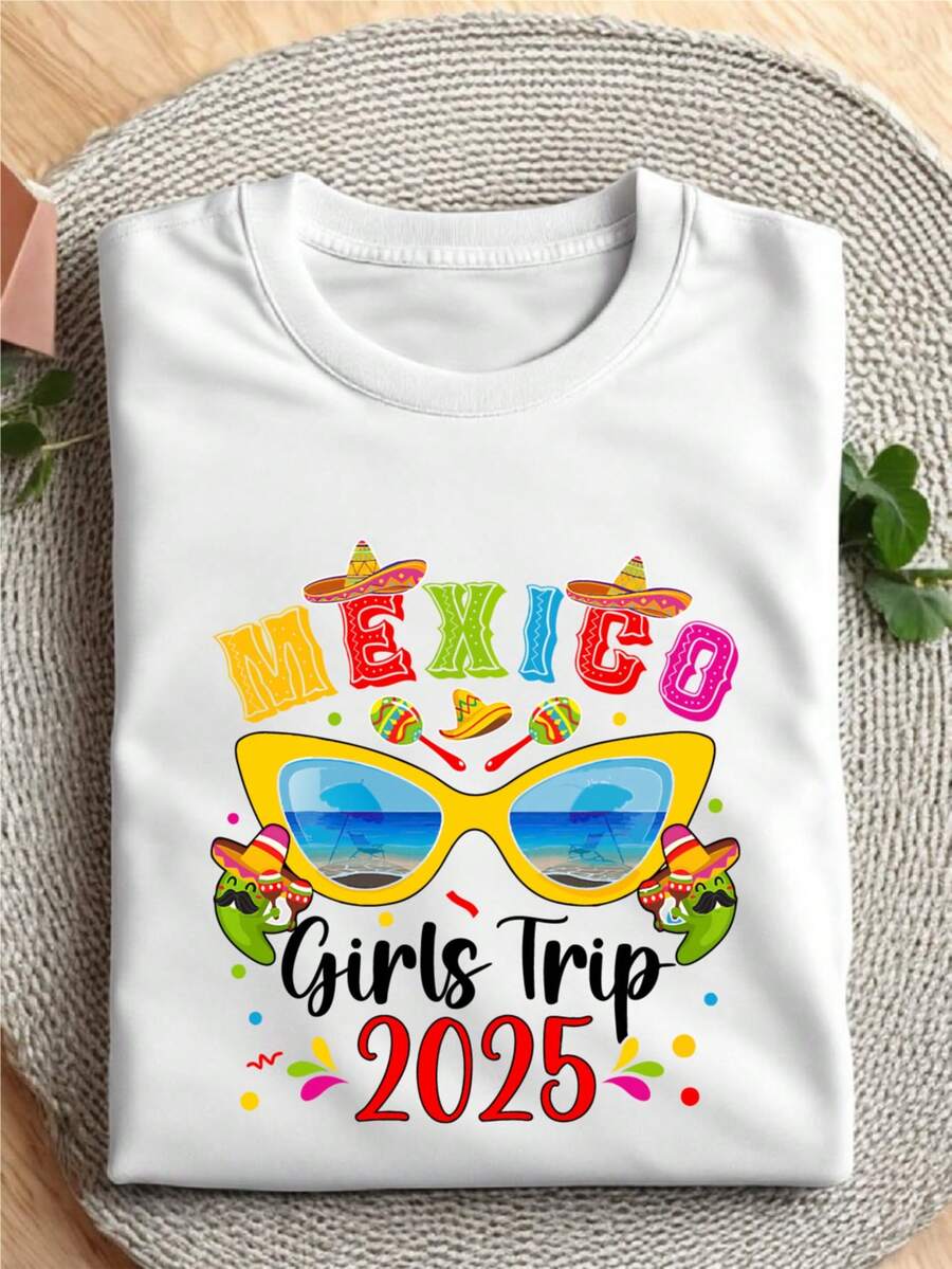 Mexico Girls Shirt, Cancun Trip T-Shirt, Girls Trip Shirts, Cabo Shirts, Birthday Girl And Birthday Crew Tee, Vacation Shirts, Mexico Matching Tees, Summer Life. SH-265 - 白色 - 查看 1