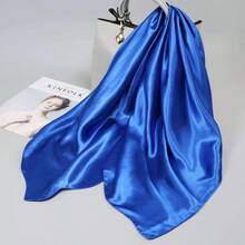 1pc Solid Color Satin 90cm Square Scarf, Minimalist & Versatile - Yellow - View 21