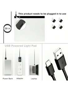 1 pièce Planche lumineuse LED A2/A3/A4/A5 convenant pour des kits de peinture de diamant, planche lumineuse pour peinture de diamant, planche lumineuse alimentée par USB pour la peinture, le croquis, l'animation, avec 4 pinces de fixation (couleurs noir, rouge, bleu, jaune disponibles)