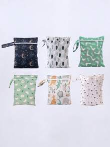 3pcs Cartoon Pattern Baby Diaper Wet Dry Bag/Storage Bag, Baby Bath Decor, Family Gift, Random Pattern Distribution